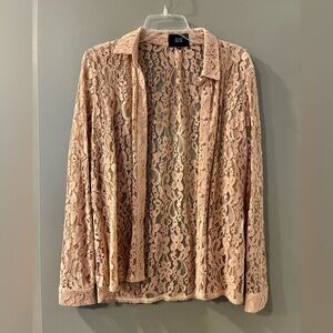 Goldie Dusty Rose Lace Button Up Shirt